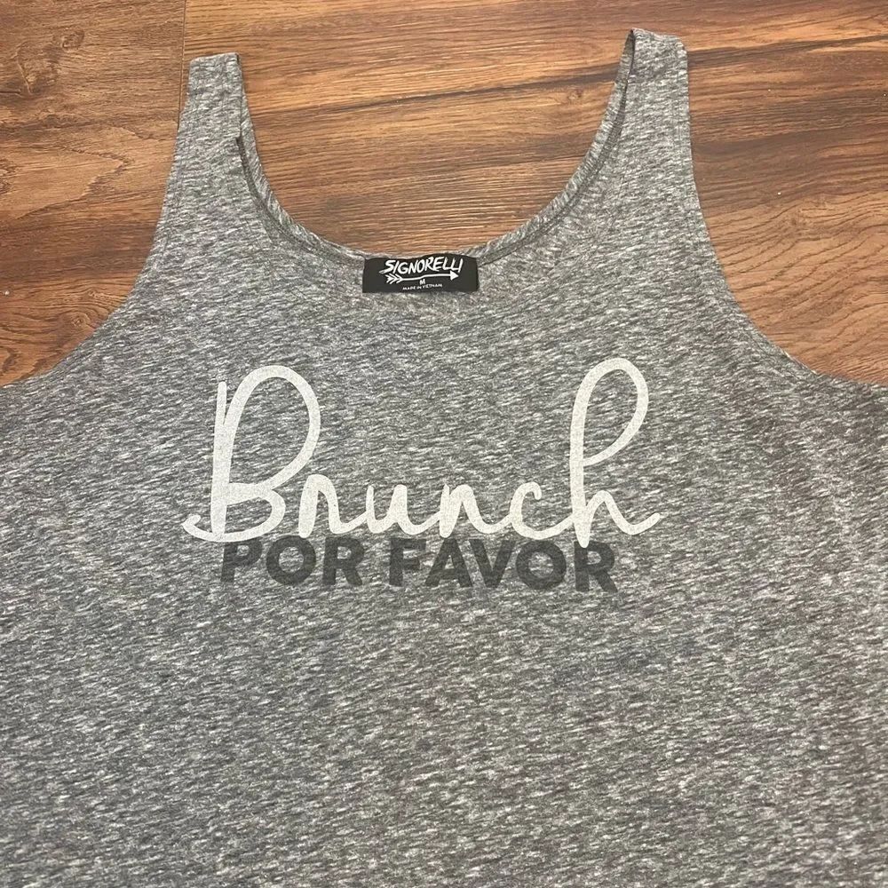 Signorelli Grey “Brunch Please” Racerback Tank Top - Picture 7 of 7